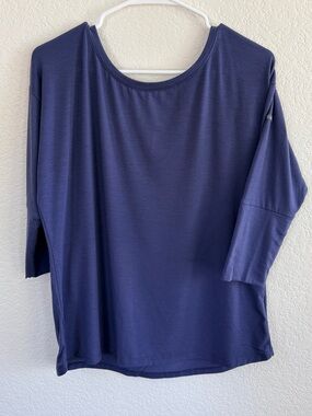 Columbia Blue/purple 3/4 Sleeve Scoop Neck Top